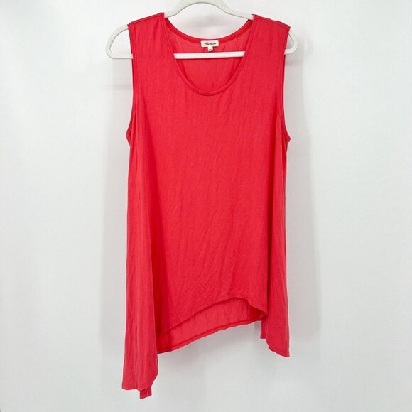 ANA Couture Top L Coral Womens Asymmetrical Sleeveless‎ Pullover Size Large - Picture 7 of 7